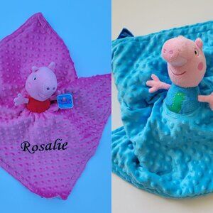 Double plush set Minky security Blanket for kids 21 x 21